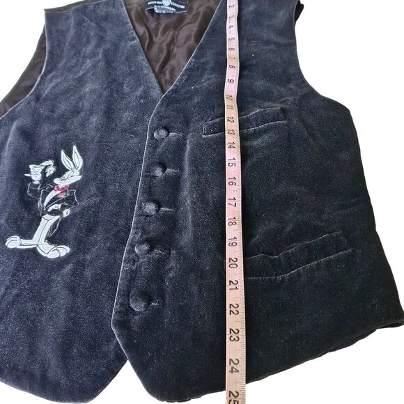 Vintage Velveteen Men's Black Warner Brothers Bugs Bunny Vest adjustable size L - Picture 10 of 15